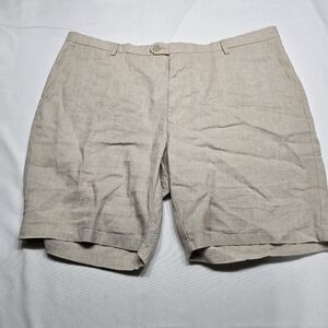 Joseph Abboud Linen Blend Modern Fit Khaki Shorts Size 42